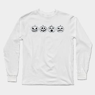 Four Halloween Pumpkins in a row Long Sleeve T-Shirt